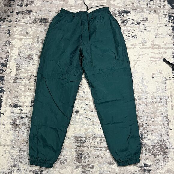Vtg Nike Track Pants Mens L Hunter Green Nylon Ankle Zip Y2K Drawstring Swoosh - Picture 7 of 12
